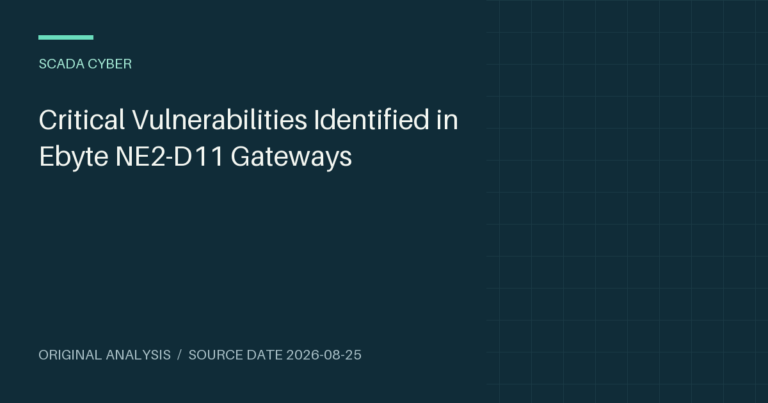 Critical Vulnerabilities Identified in Ebyte NE2-D11 Gateways